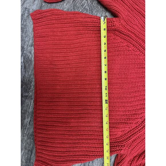 Cupio Women’s Medium Red Chunky Knit Sweater Crew Neck Cozy Warm Pullover - Picture 5 of 6